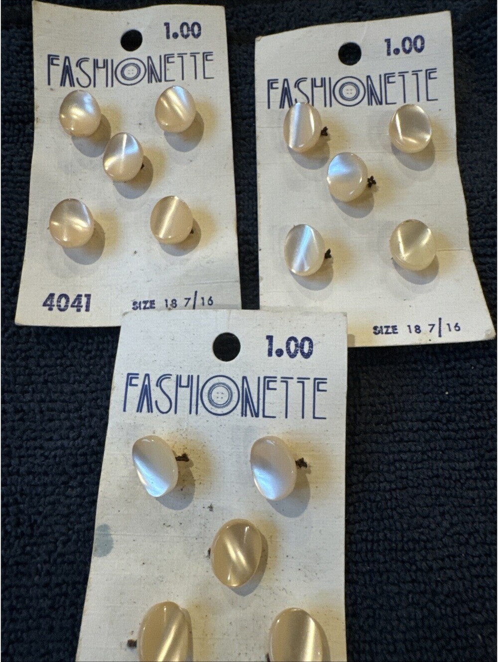 Lot Of Vintage Fashionette Pearl Buttons No 4041 Size 18 7/16. Made in USA